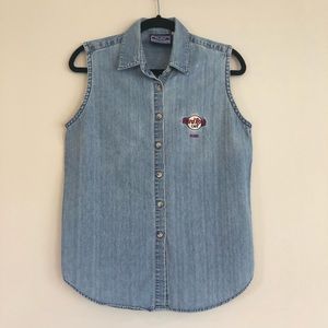 VINTAGE Hard Rock Cafe Rome Denim Top